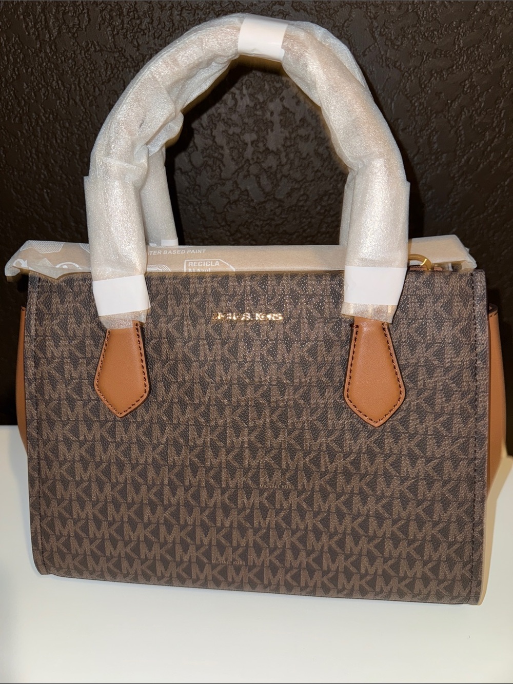 Michael Kors Brown and Tan Logo Satchel